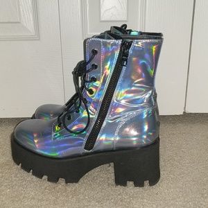 Current Mood Dolls Kill Holographic Platform Boots
